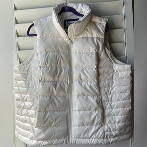Lands' End - NWT - 1X - Ivory Feather Down Quilted Vest